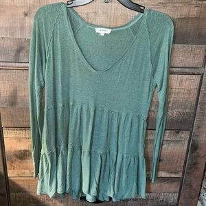 Green/blue blouse. In loom brand size small. Sheer linen